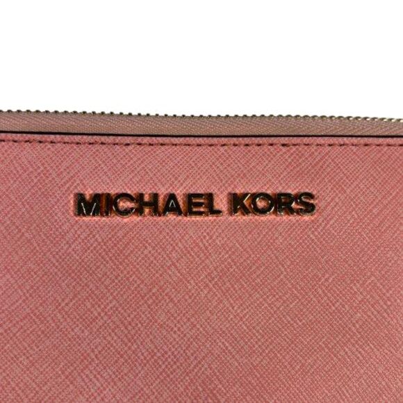 Michael Kors Jet Set Travel Rose Pink Zip Tech Phone Case Wallet Clutch - Picture 6 of 16